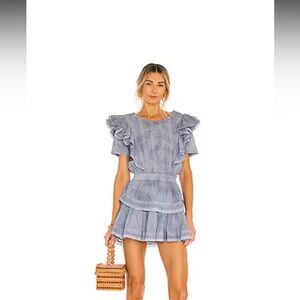 LoveShackFancy Natasha Dress in wash denim hand dye